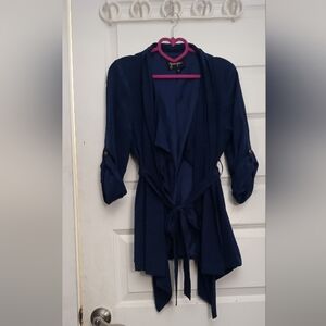 Yumi Kim Claudia Silk Kimono Draped Navy Blue Jacket